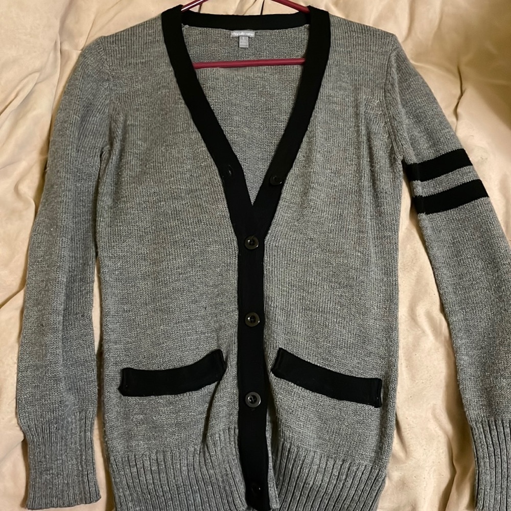 Gray & black v neck sweater